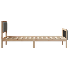 Bed frame Solid pine wood Natural and dark grey 90 x 200 cm