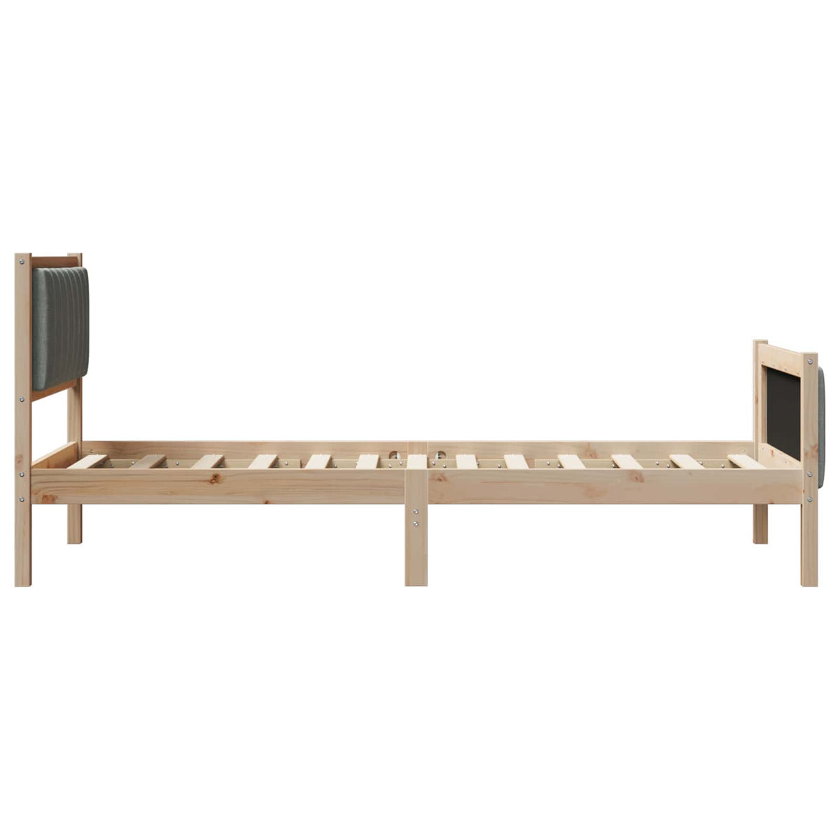 Bed frame Solid pine wood Natural and dark grey 90 x 200 cm
