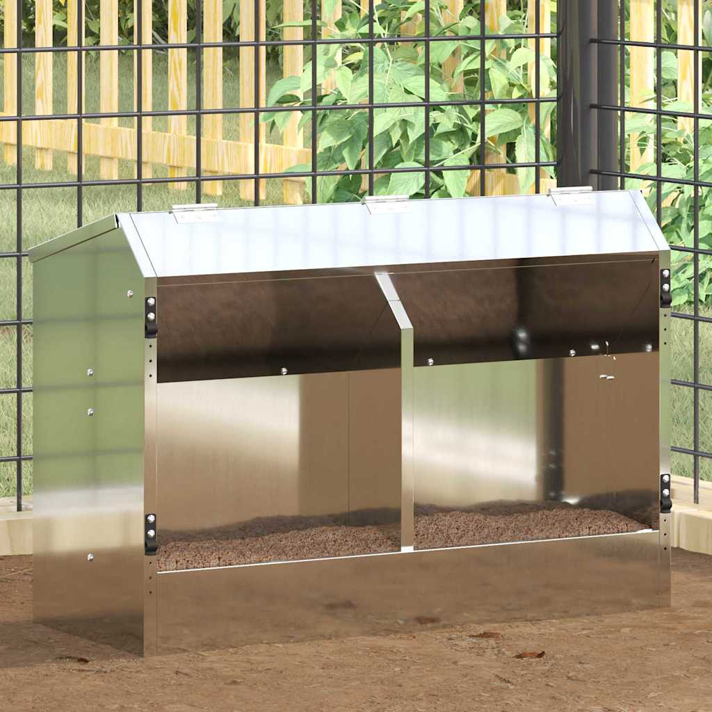 vidaXL Rabbit Feeder Silver 64.5 x 25.5 x 45.5 cm 6 kg 1
