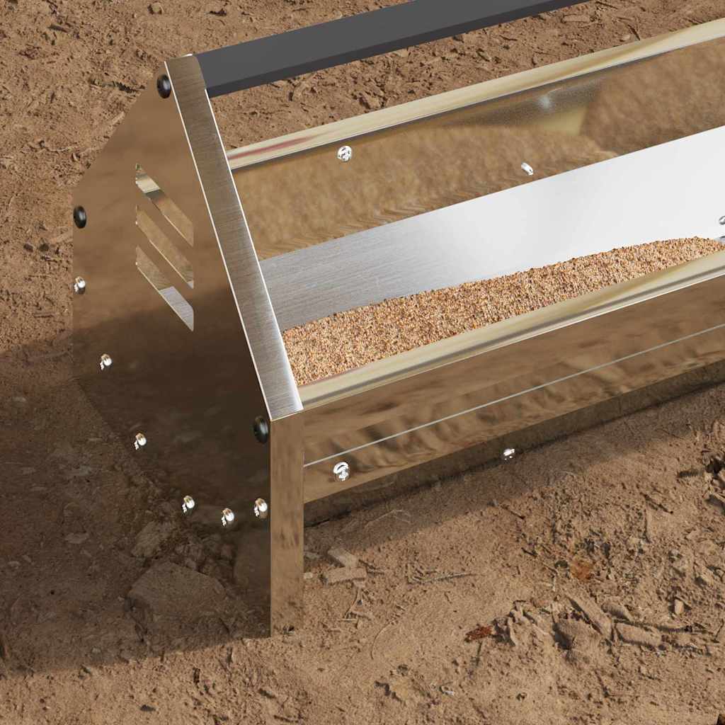 vidaXL Chicken Feeding Trough Silver 108 x 20.5 x 20 cm 5 kg 4