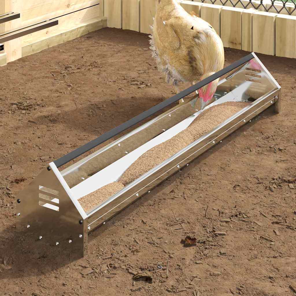 vidaXL Chicken Feeding Trough Silver 108 x 20.5 x 20 cm 5 kg 1