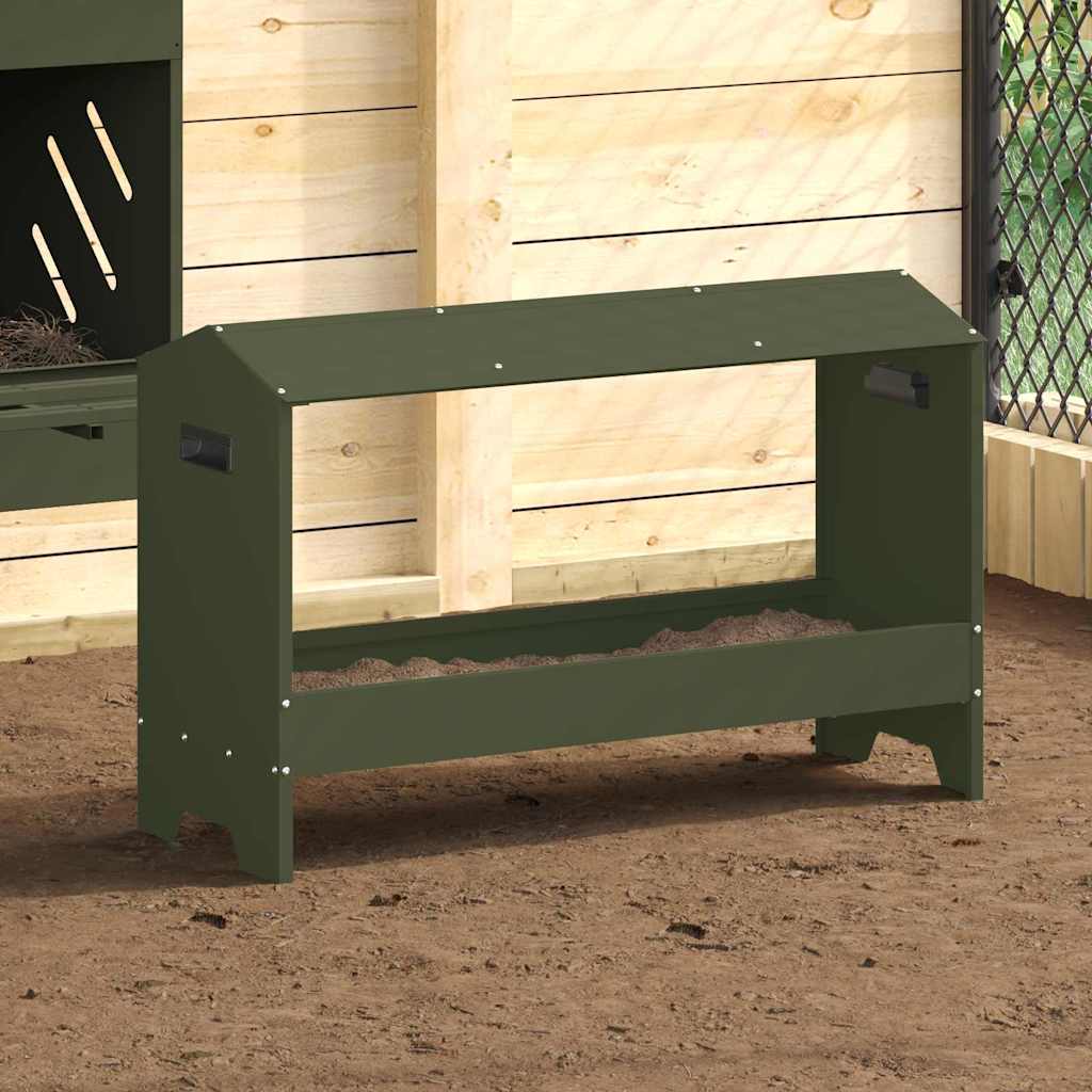 vidaXL Chicken Feeding Trough Olive Green 81 x 32 x 53.5 cm 1