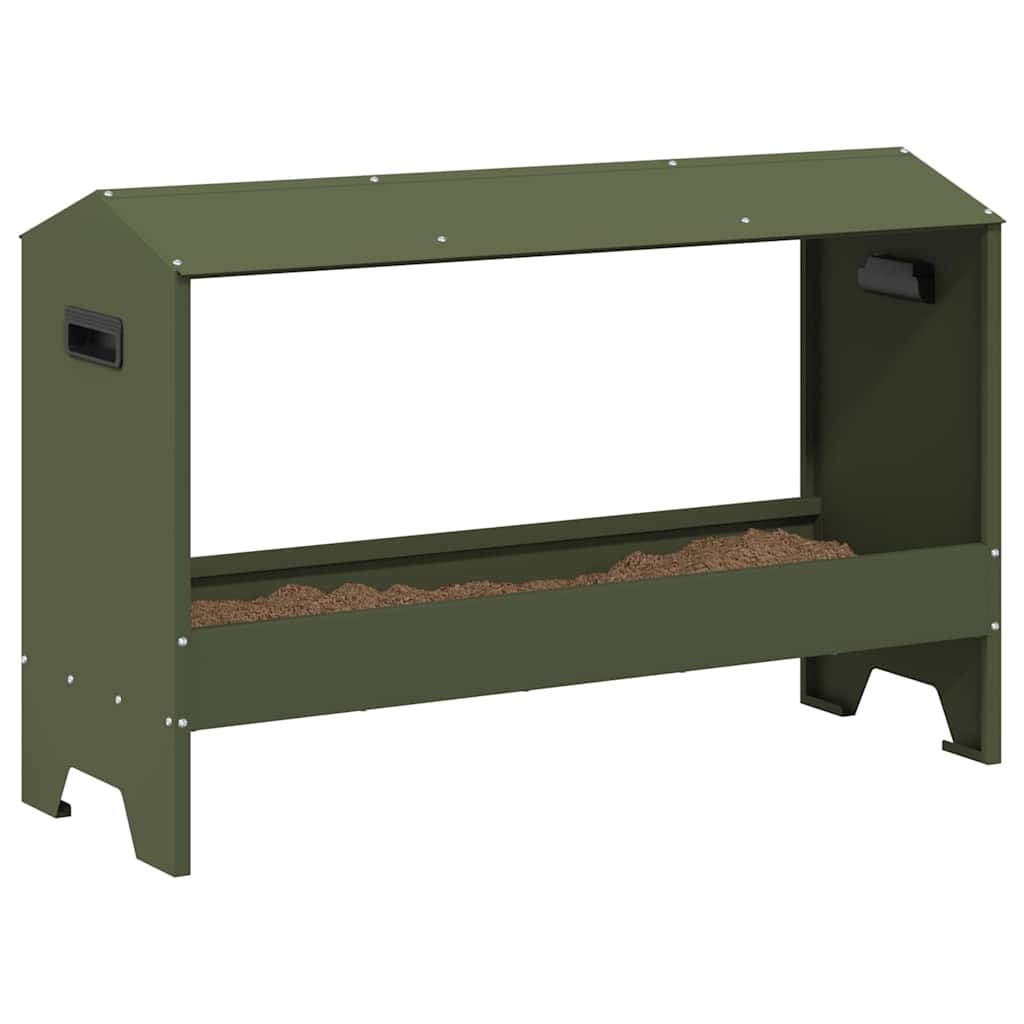 vidaXL Chicken Feeding Trough Olive Green 81 x 32 x 53.5 cm 3