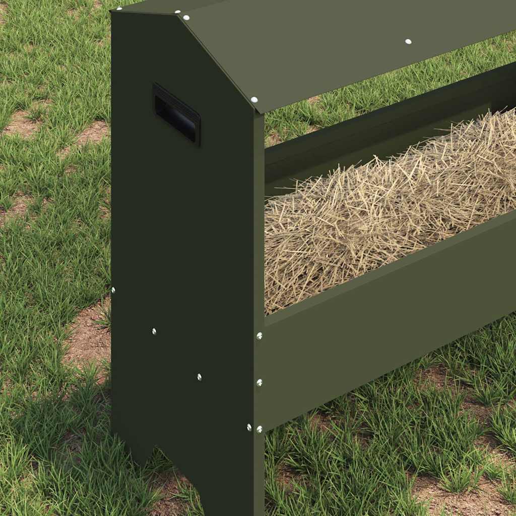 vidaXL Livestock Feeding Trough Olive Green 79 x 35 x 62 cm 15 kg 4