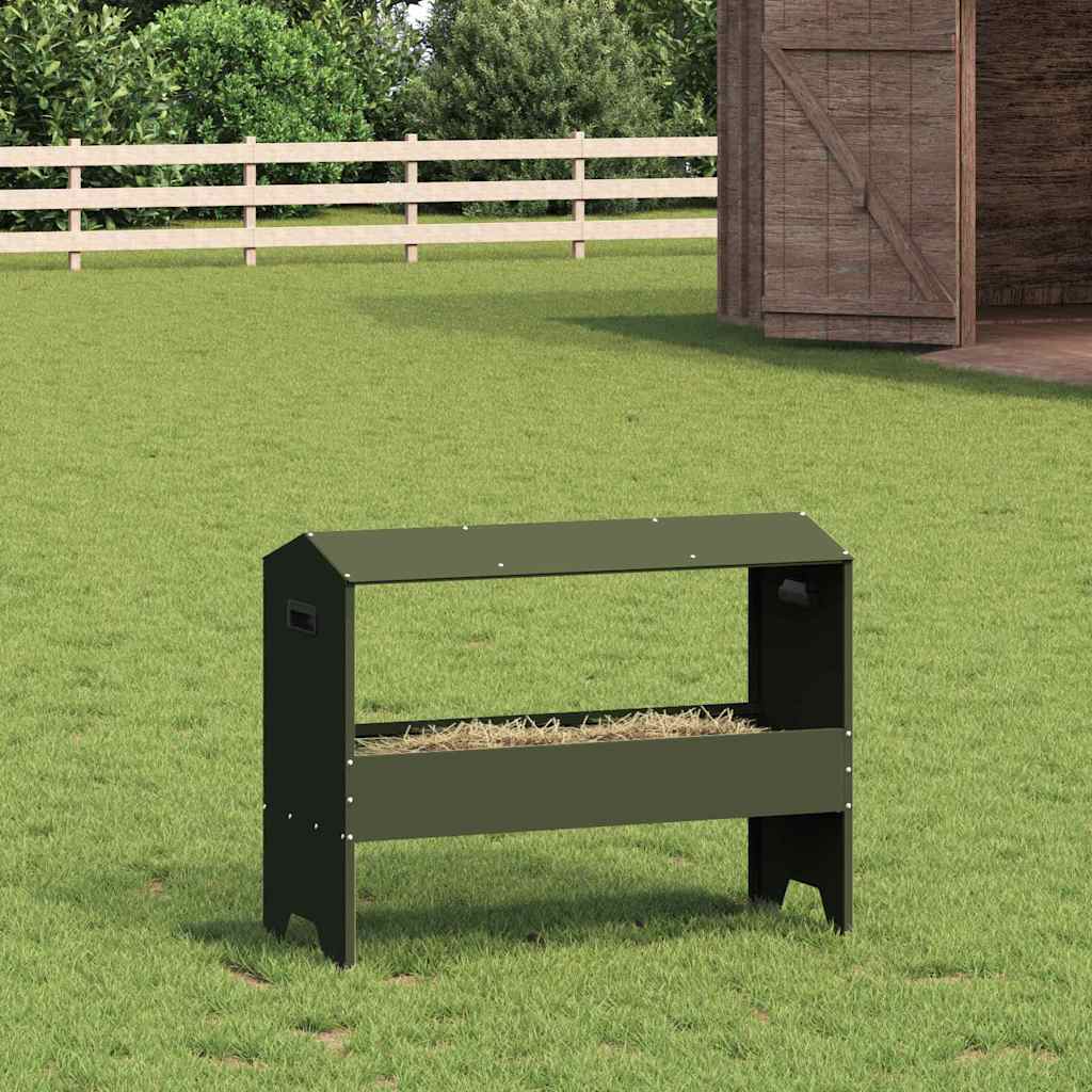 vidaXL Livestock Feeding Trough Olive Green 79 x 35 x 62 cm 15 kg 1