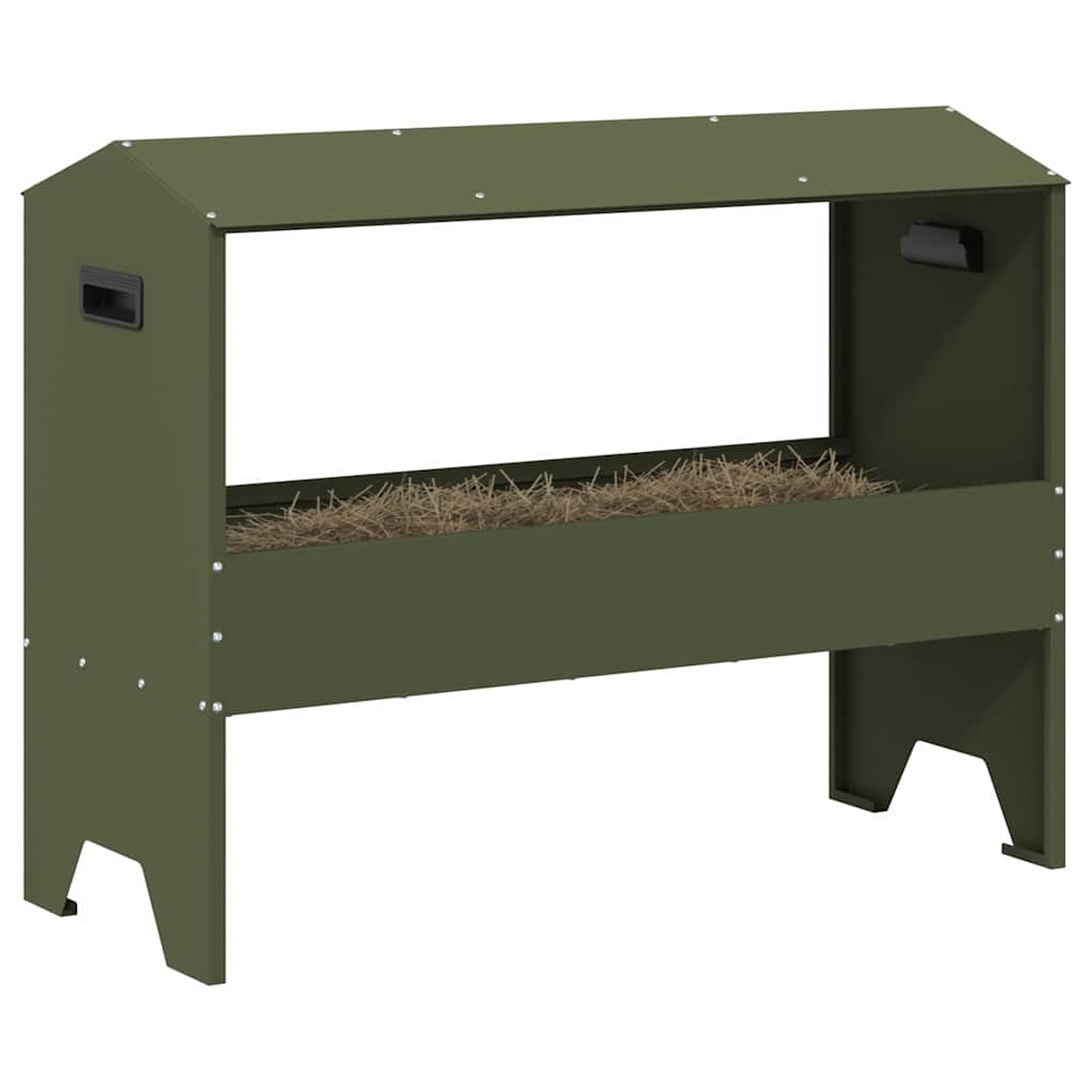 vidaXL Livestock Feeding Trough Olive Green 79 x 35 x 62 cm 15 kg 3