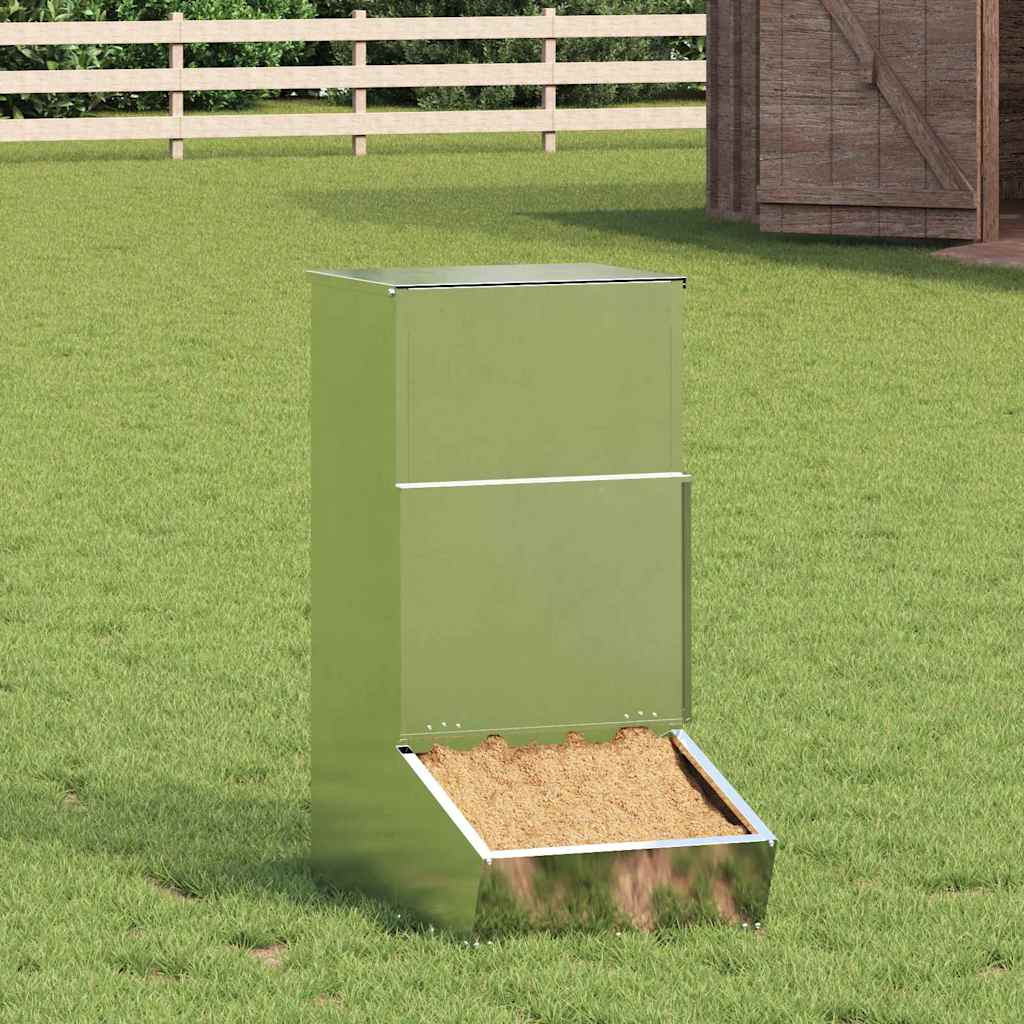 vidaXL Pig Feeder Silver 55 x 38 x 76 cm 20 kg Galvanised Steel 1