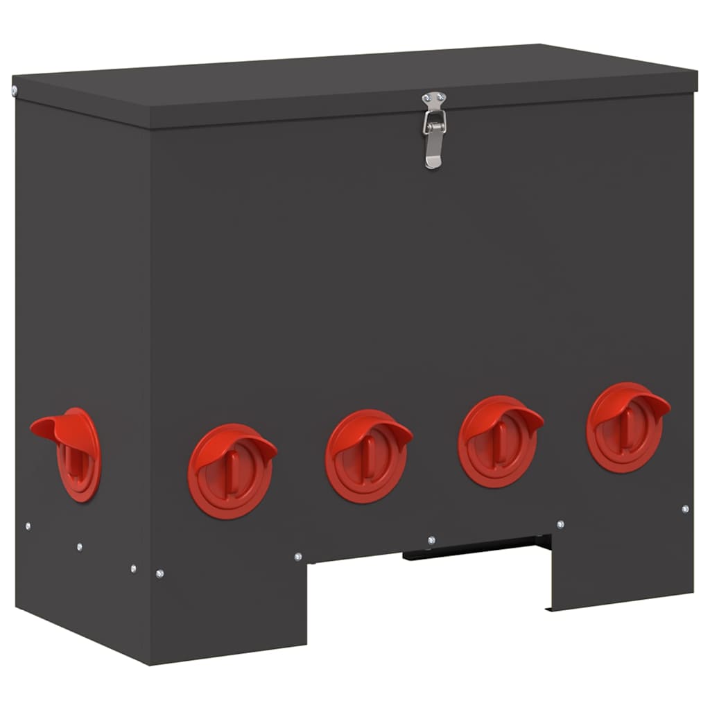 vidaXL Chicken Feeder Black 60.5 x 29 x 51 cm 25 kg Cold-Rolled Steel 2