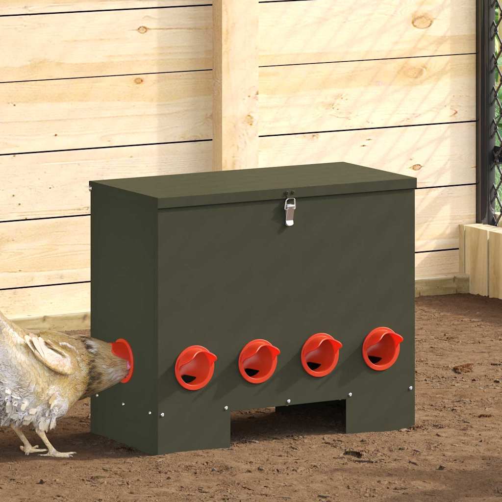 vidaXL Chicken Feeder Olive Green 60.5 x 29 x 51 cm 25 kg 1
