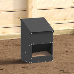 vidaXL Chicken Feeder Black 21 x 16 x 33 cm 3 kg Cold-Rolled Steel 3