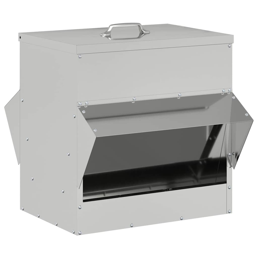 vidaXL Chicken Feeder Silver 40.5 x 45 x 41 cm 20 kg Galvanised Steel 2