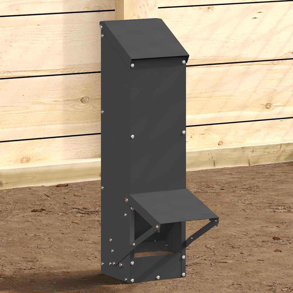 vidaXL Chicken Feeder Black 13 x 12 x 51 cm Cold-Rolled Steel 4