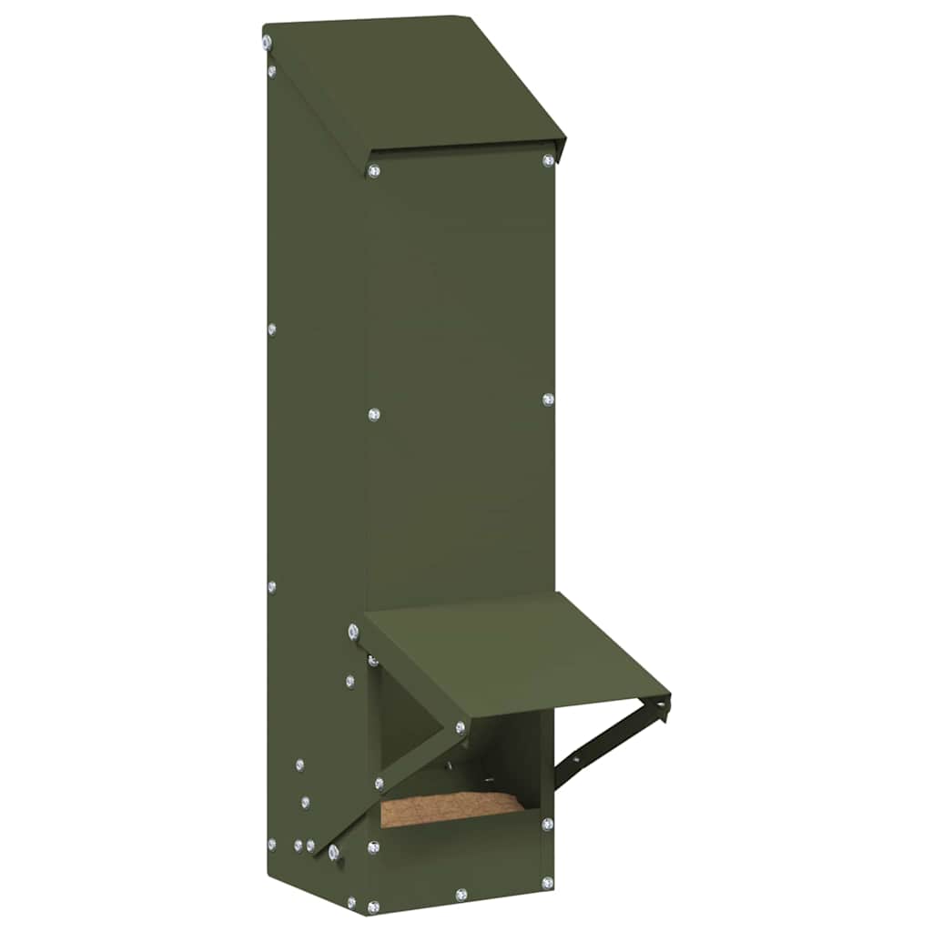 vidaXL Chicken Feeder Olive Green 13 x 12 x 51 cm Cold-Rolled Steel 3
