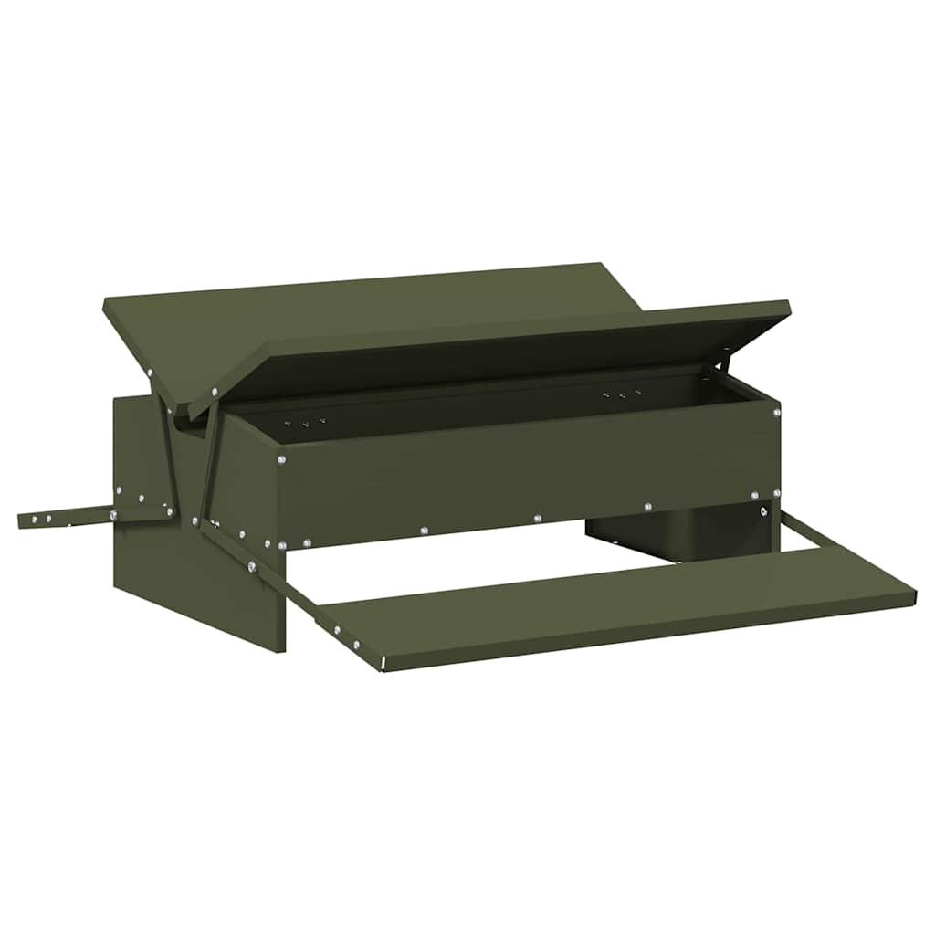 vidaXL Chicken Treadle Feeder Olive Green 75 x 53 x 20.5 cm 10 kg 2