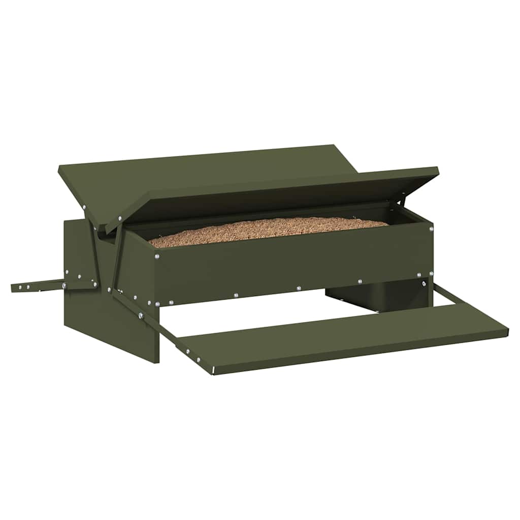 Chicken Treadle Feeder 75 x 53 x 20.5 cm 10 kg Olive green