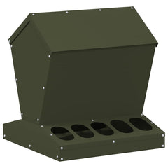 vidaXL Chicken Feeder Olive Green 40 x 40 x 45 cm Cold-Rolled Steel 2