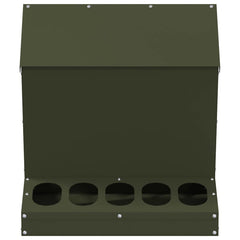 vidaXL Chicken Feeder Olive Green 40 x 40 x 45 cm Cold-Rolled Steel 5