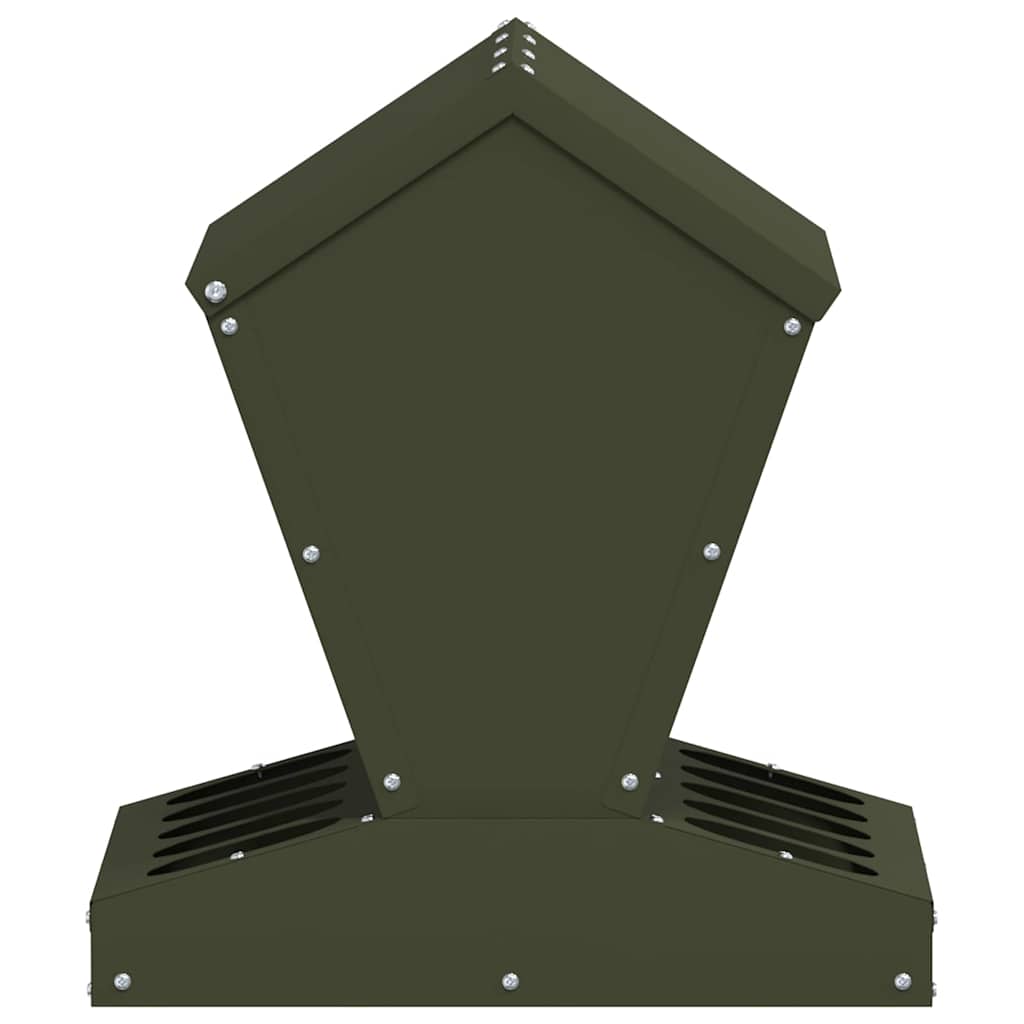 vidaXL Chicken Feeder Olive Green 40 x 40 x 45 cm Cold-Rolled Steel 6