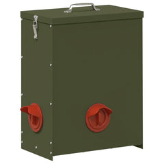 vidaXL Chicken Feeder Olive Green 32.5 x 20.5 x 43 cm 25 kg 2