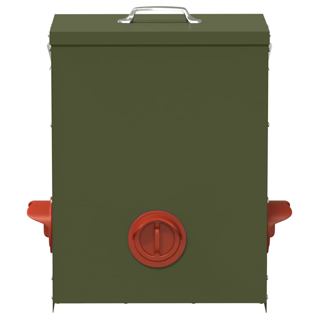 vidaXL Chicken Feeder Olive Green 32.5 x 20.5 x 43 cm 25 kg 4