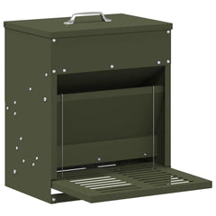 vidaXL Chicken Treadle Feeder Olive Green 33 x 42 x 40 cm 10 kg 2