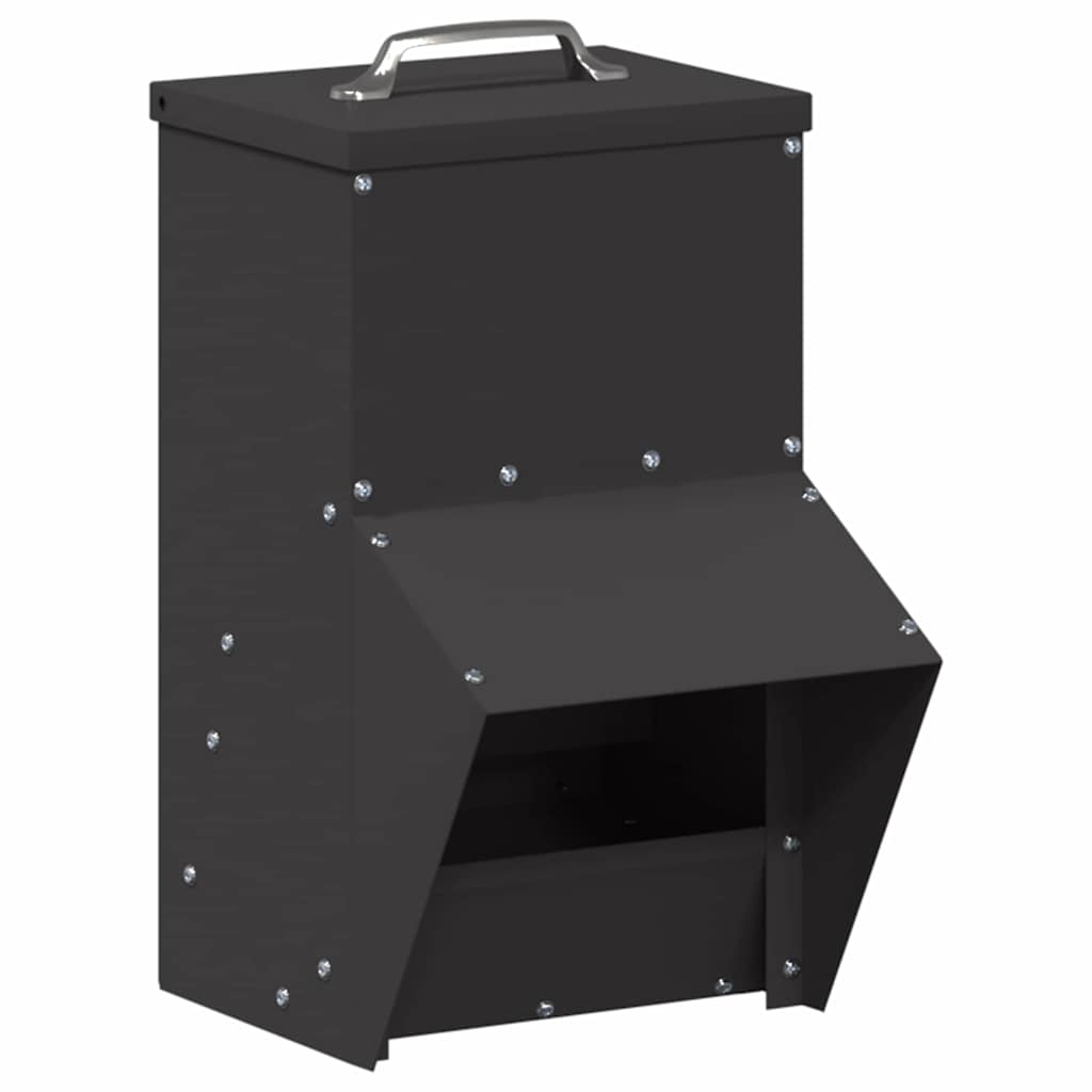 vidaXL Chicken Feeder Black 20 x 25 x35 cm Cold-Rolled Steel 2