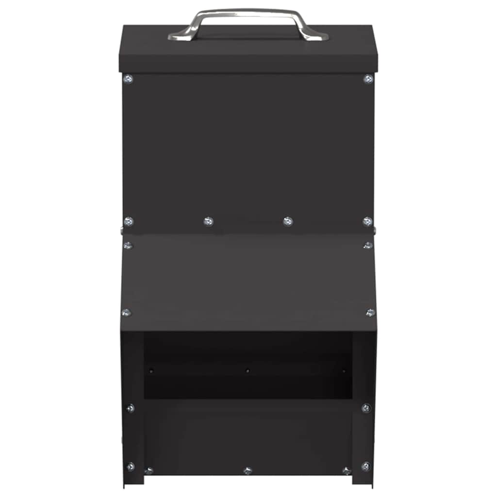 vidaXL Chicken Feeder Black 20 x 25 x35 cm Cold-Rolled Steel 4