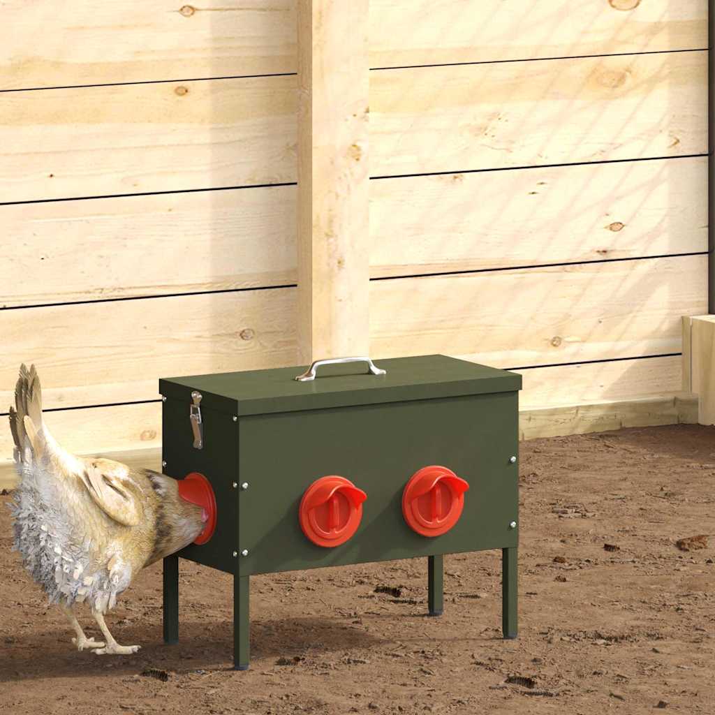 Chicken Feeder 42 x 20.5 x 33 cm 15 kg Olive green