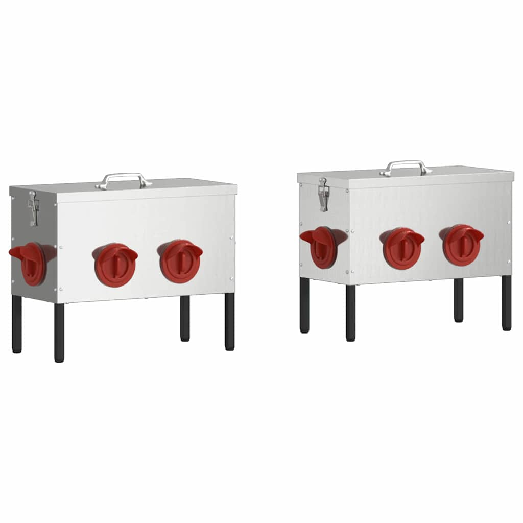 vidaXL Chicken Feeder 2 Silver 41.5 x 20.5 x 33 cm 15 kg 2