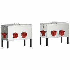 vidaXL Chicken Feeder 2 Silver 41.5 x 20.5 x 33 cm 15 kg 2