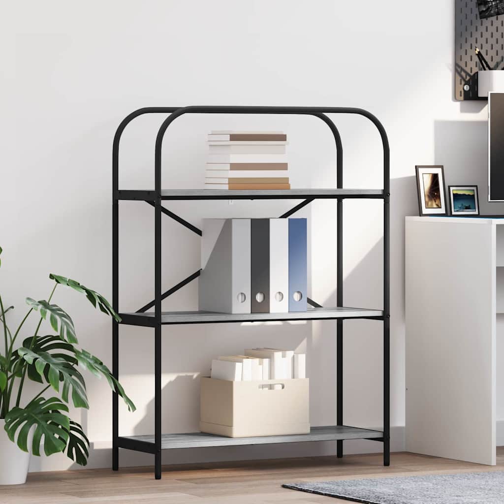 vidaXL Bookshelf 3-Tier 80 x 30 x 109 cm Engineered wood Grey Sonoma 1