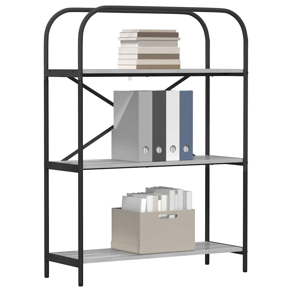 vidaXL Bookshelf 3-Tier 80 x 30 x 109 cm Engineered wood Grey Sonoma 3