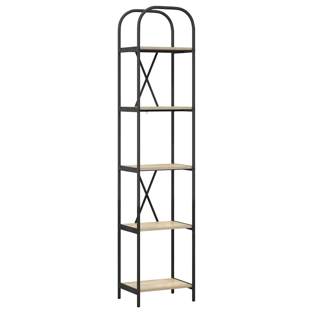 vidaXL Bookshelf 5-Tier 40 x 30 x 183 cm Engineered wood Sonoma Oak 2