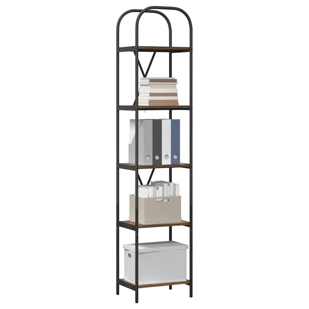 vidaXL Bookshelf 5-Tier 40 x 30 x 183 cm Engineered wood Smoked Oak 3