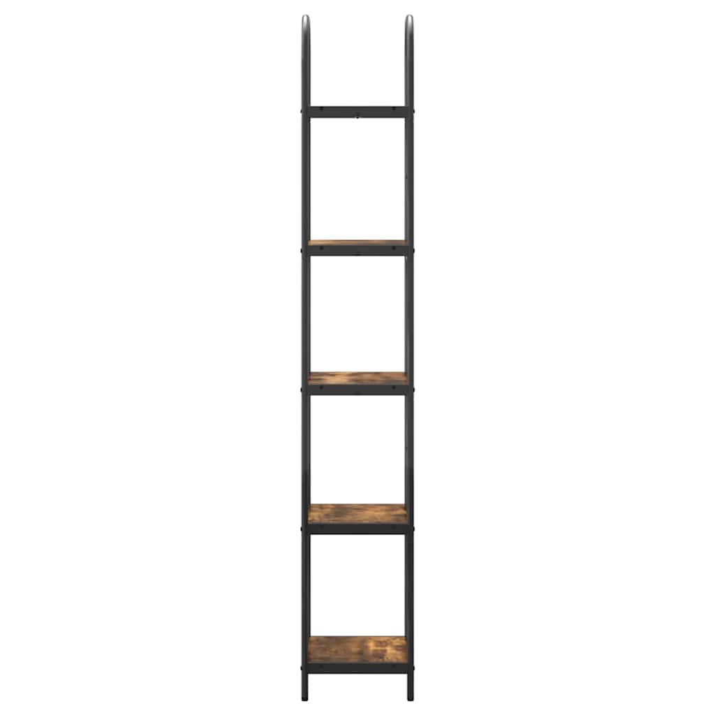 vidaXL Bookshelf 5-Tier 40 x 30 x 183 cm Engineered wood Smoked Oak 6