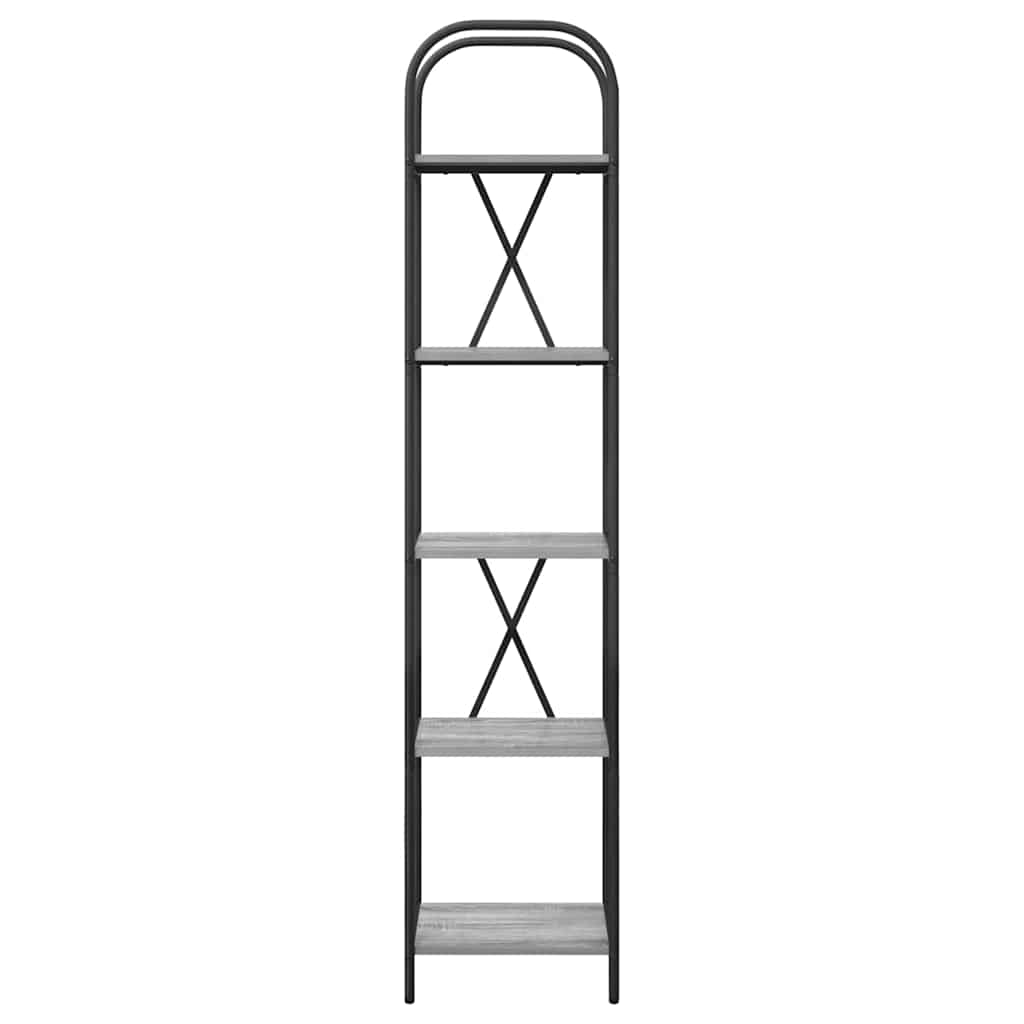 vidaXL Bookshelf 5-Tier 40 x 30 x 183 cm Engineered wood Grey Sonoma 5