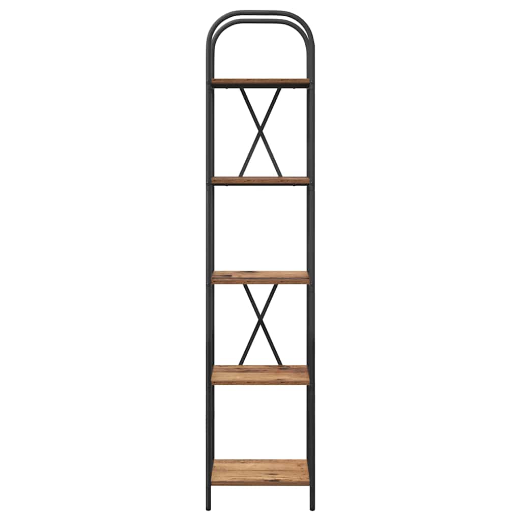 vidaXL Bookshelf 5-Tier 40 x 30 x 183 cm Engineered wood Old Wood 5