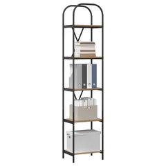 vidaXL Bookshelf 5-Tier 40 x 30 x 183 cm Engineered wood Artisan Oak 3