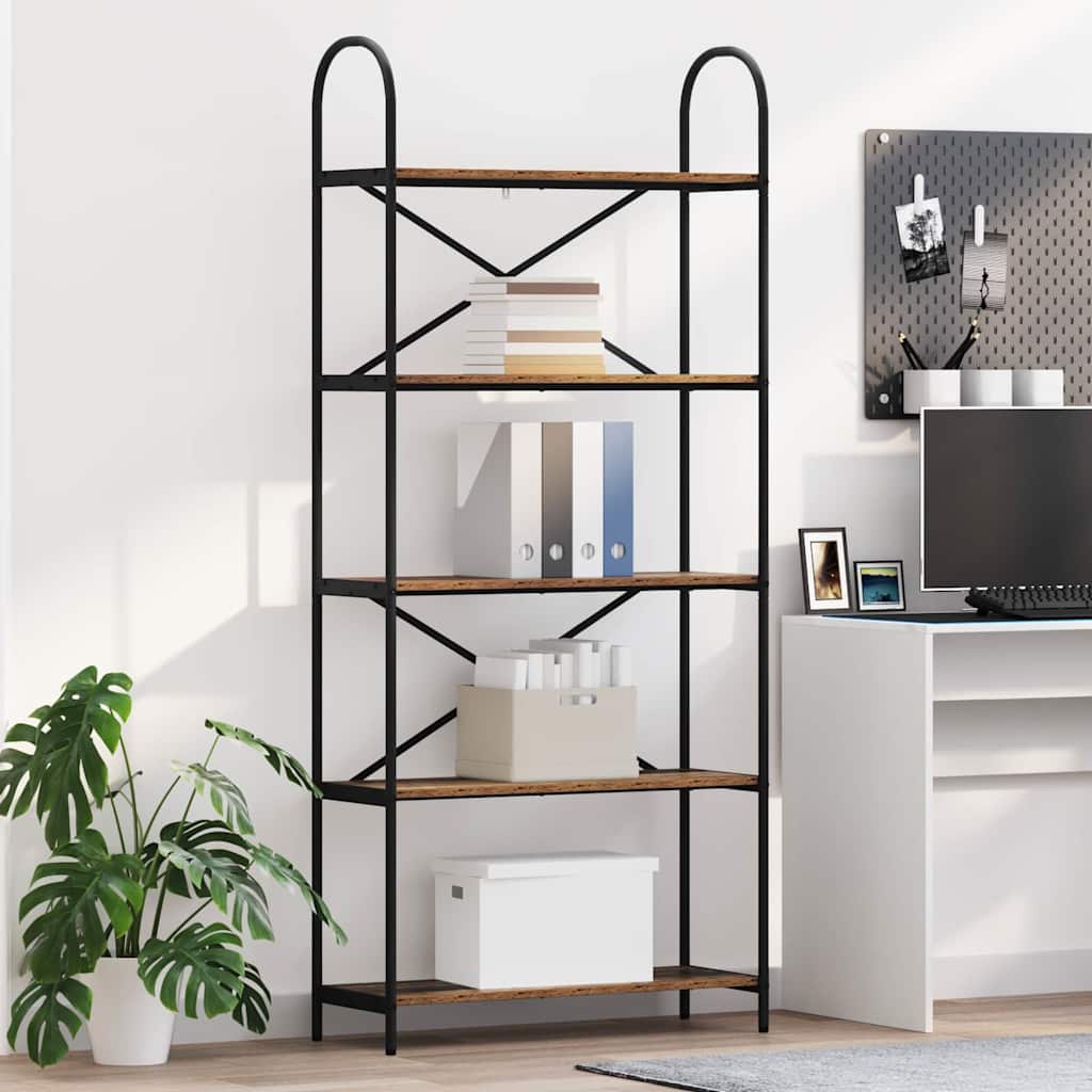 vidaXL Bookshelf 5-Tier Engineered wood Width 80 cm