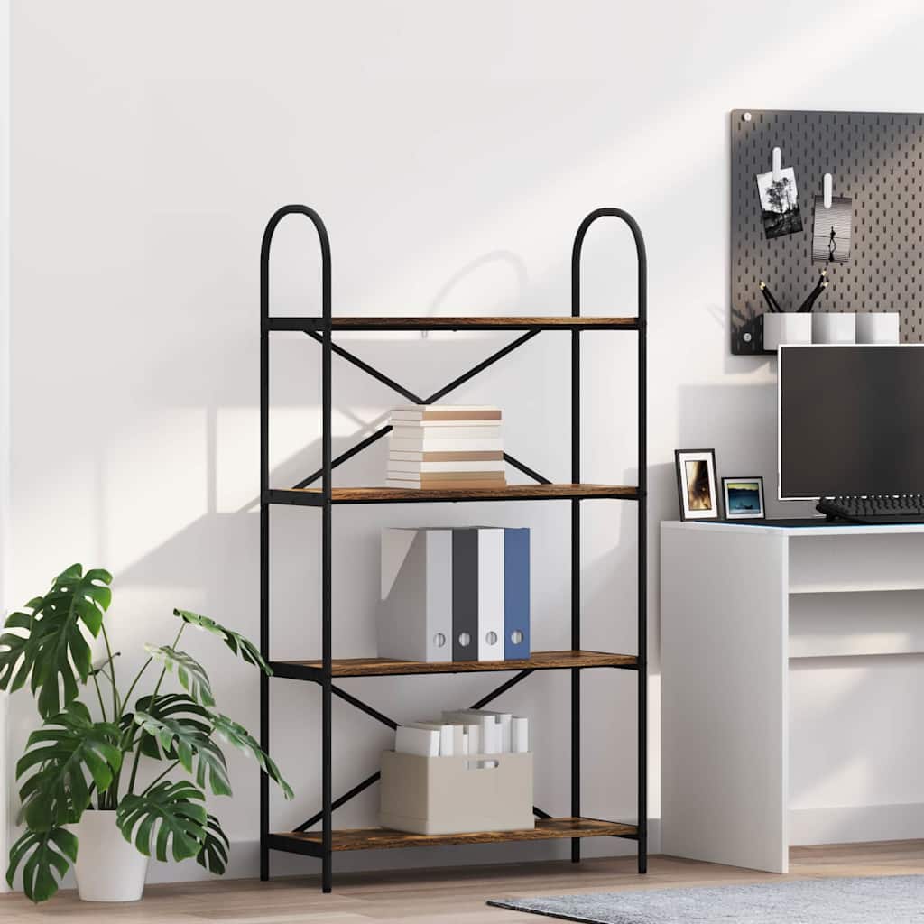 vidaXL Bookshelf 4-Tier 80 x 30 x 146 cm Engineered wood Smoked Oak 1