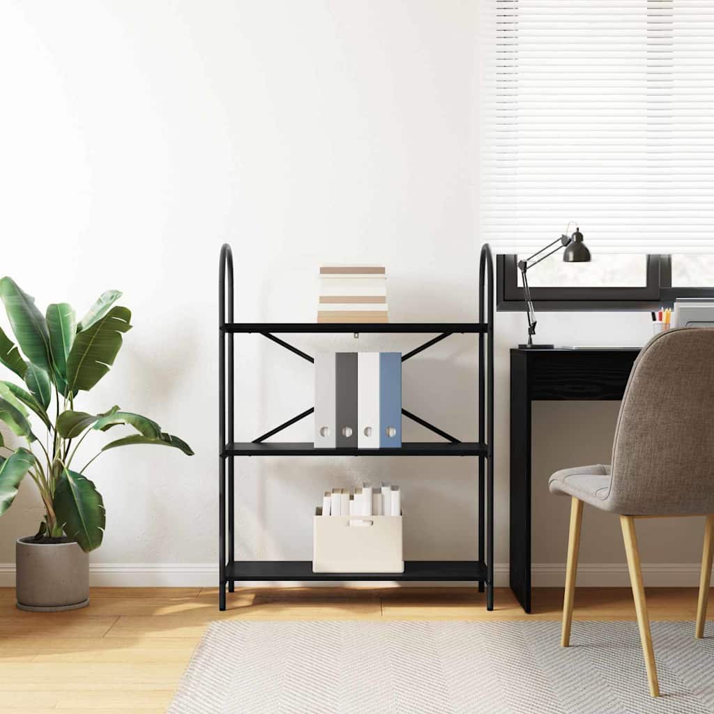vidaXL Bookshelf 3-Tier 80 x 30 x 109 cm Engineered wood Black Oak 4