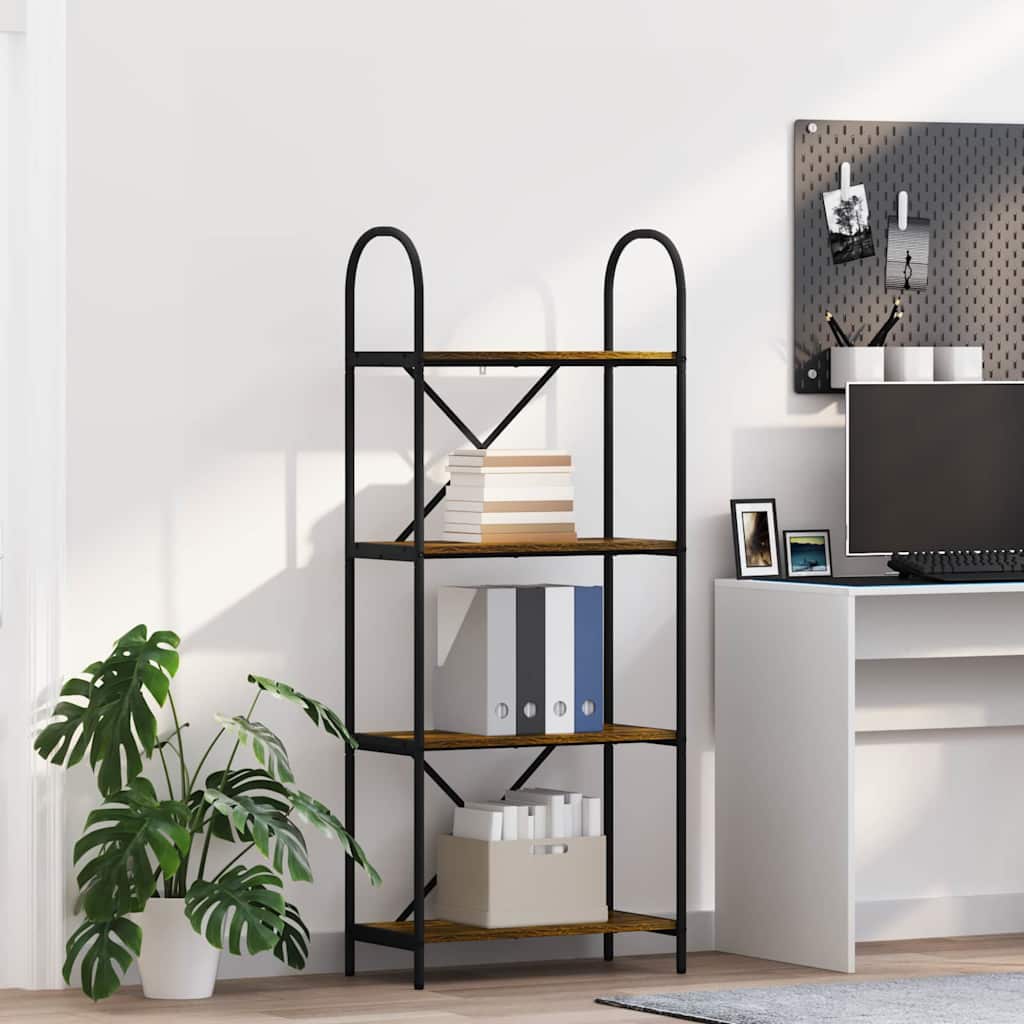 vidaXL Bookshelf 4-Tier 60 x 30 x 146 cm Engineered wood Smoked Oak 1