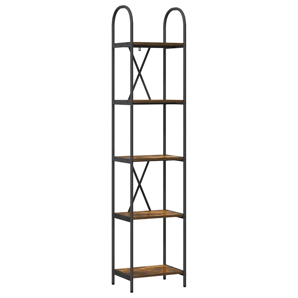 vidaXL Bookshelf 5-Tier 40 x 30 x 183 cm Engineered wood Smoked Oak 2