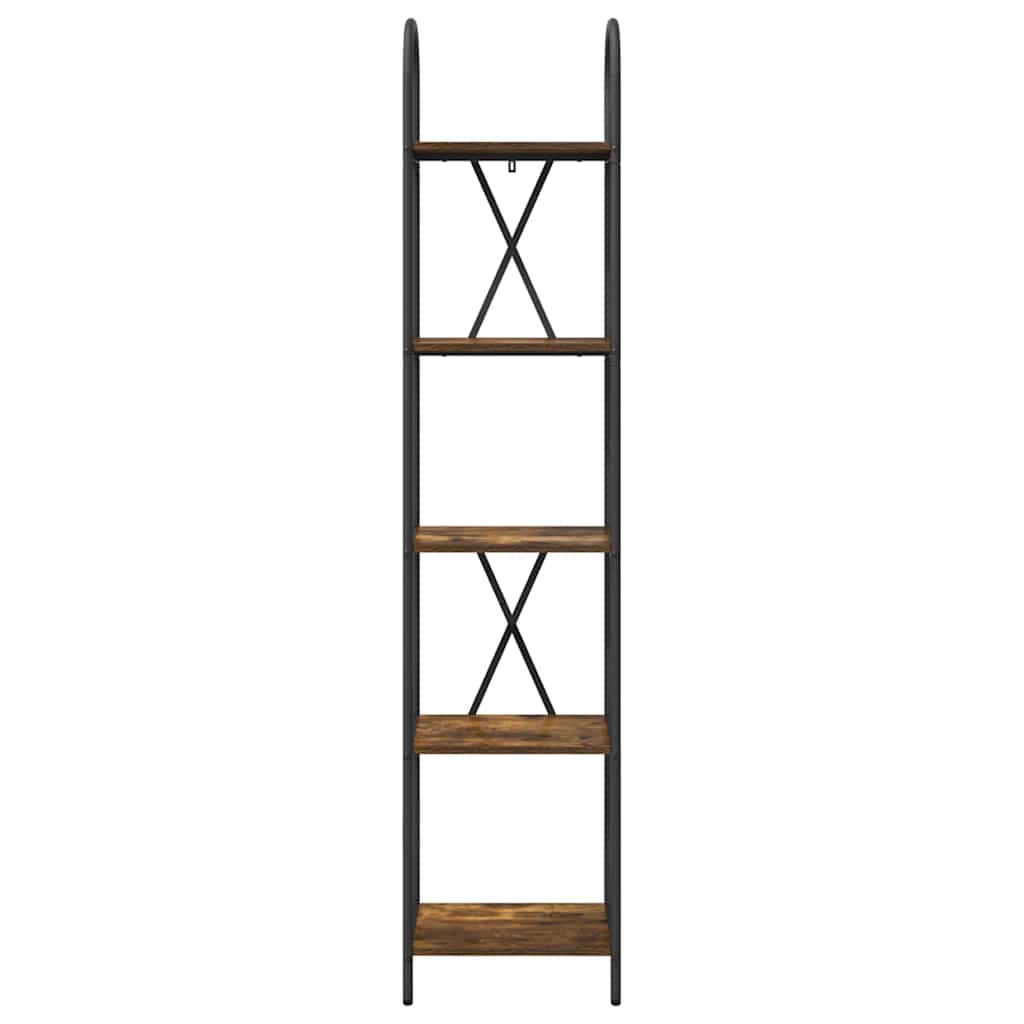 vidaXL Bookshelf 5-Tier 40 x 30 x 183 cm Engineered wood Smoked Oak 5