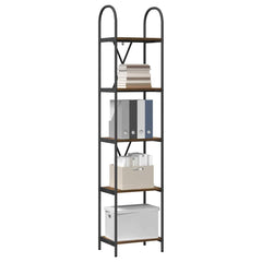 vidaXL Bookshelf 5-Tier 40 x 30 x 183 cm Engineered wood Smoked Oak 3