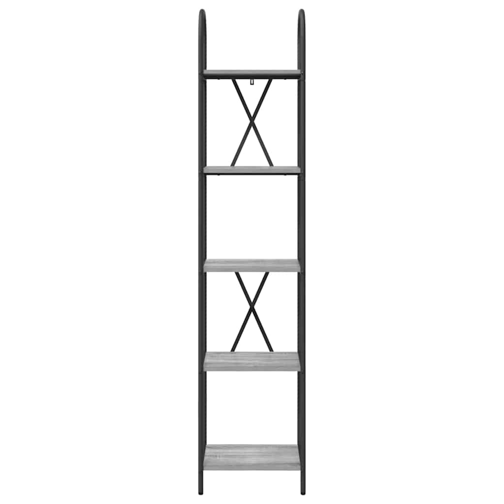 vidaXL Bookshelf 5-Tier 40 x 30 x 183 cm Engineered wood Grey Sonoma 5