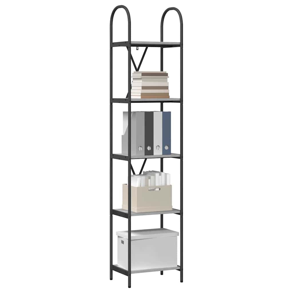vidaXL Bookshelf 5-Tier 40 x 30 x 183 cm Engineered wood Grey Sonoma 3