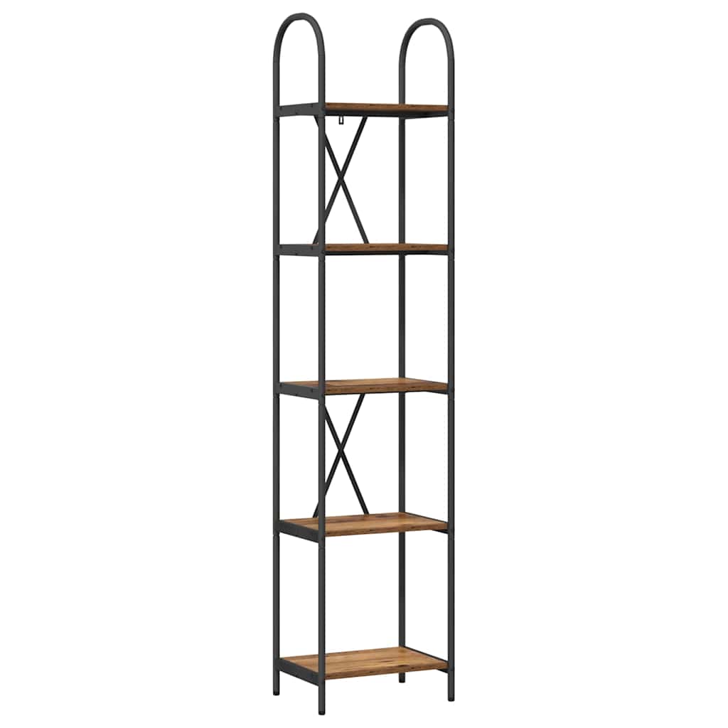 vidaXL Bookshelf 5-Tier 40 x 30 x 183 cm Engineered wood Old Wood 2