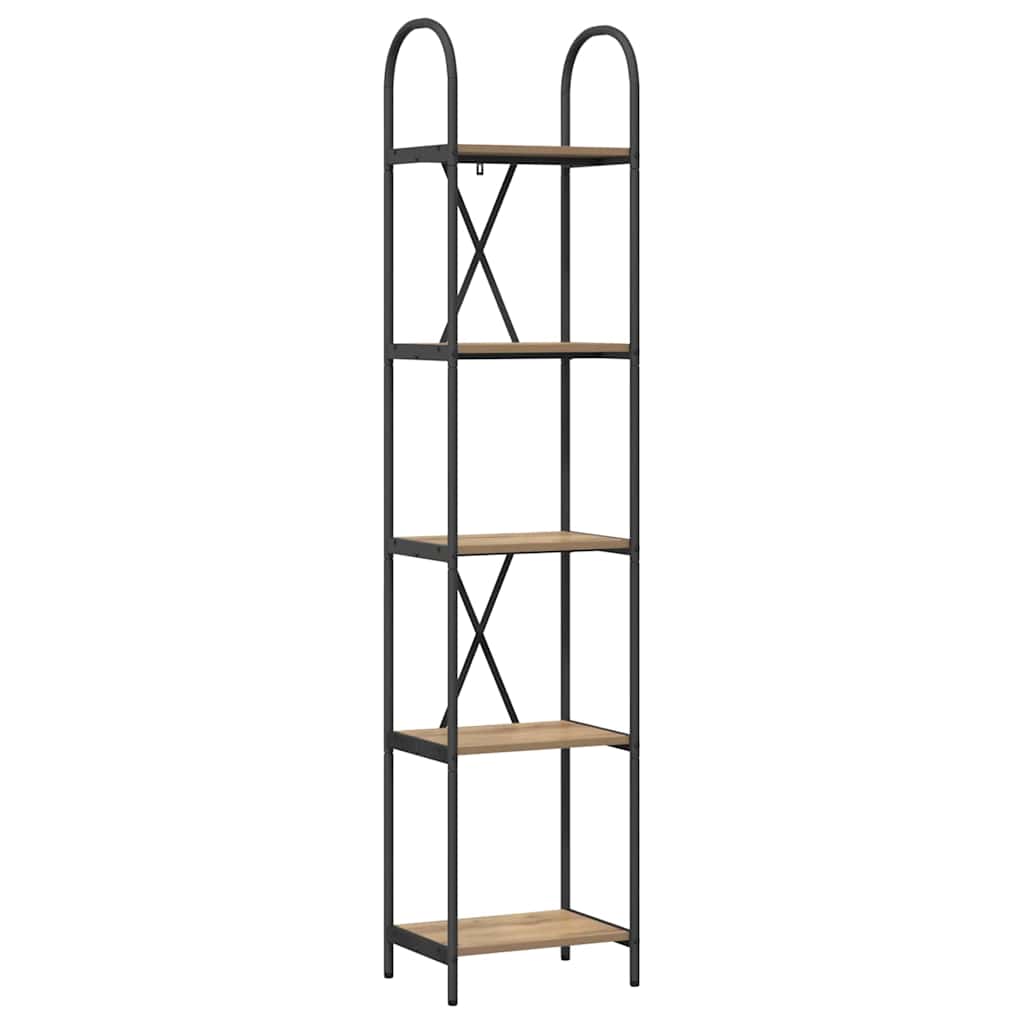 vidaXL Bookshelf 5-Tier 40 x 30 x 183 cm Engineered wood Artisan Oak 2