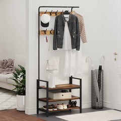 vidaXL Coat Rack with Shelf Old Wood 75 x 34 x 184 cm Engineered wood 4